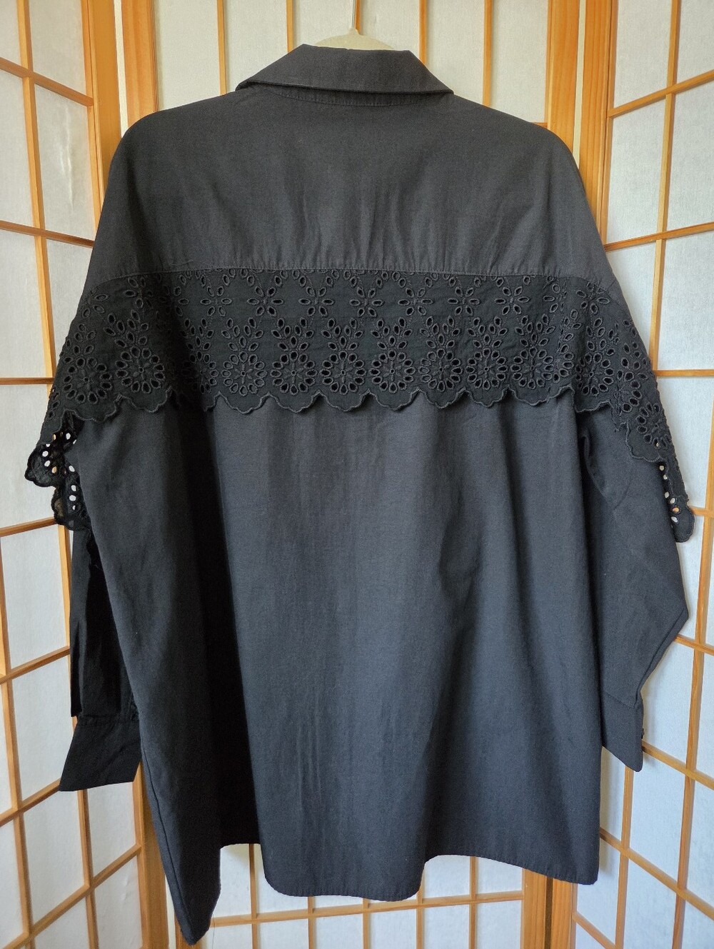 NEW WOMENS FAME BLACK COTTON MIX LONG SLEEVES BUTTONS DOWN COWGIRL BLOUSE MEDIUM - Picture 2 of 7